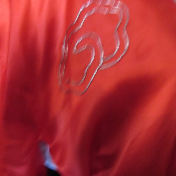 Exotic Kimono Style Robe Cherry Red Gold Blue Metallic Accents - Picture 16 of 16